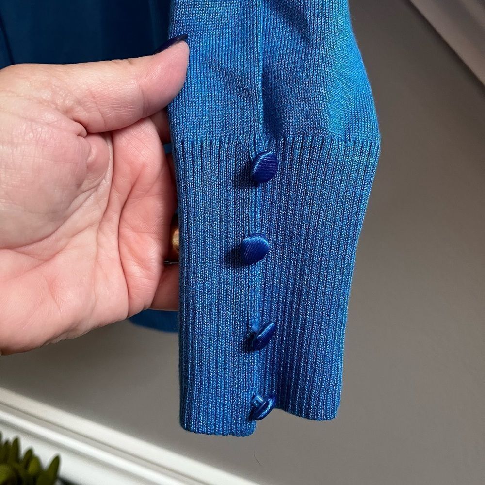 Grace Elements Royal Blue Satin Button Cardigan S… - image 2